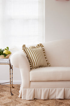 Load image into Gallery viewer, Set of Ruffle Petite Stripe Cushions - Pistachio