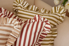Load image into Gallery viewer, Set of Ruffle Petite Stripe Cushions - Pistachio
