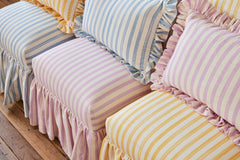 Load image into Gallery viewer, Ruffle Cushions in Petite Stripe (20% off)