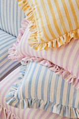 Load image into Gallery viewer, Ruffle Cushions in Petite Stripe (20% off)