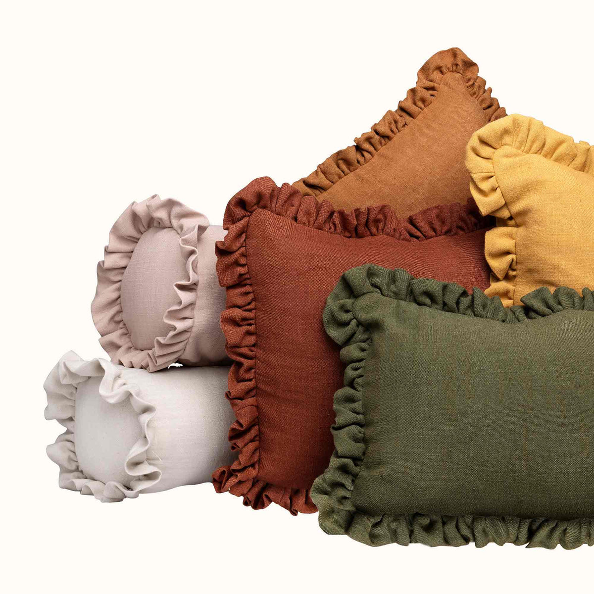 Large Bolster Cushion with Ruffles – Land.