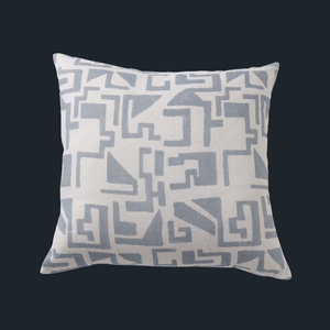 55cm x 55cm Cushion in Maze by Emma Dillon Hill, Duck Egg